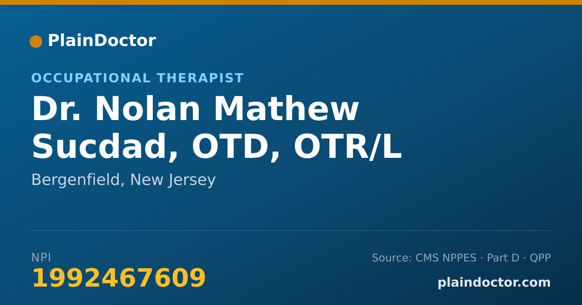 Shareable card for Nolan Mathew Sucdad, OTD, OTR/L - Occupational Therapist, Bergenfield, NJ
