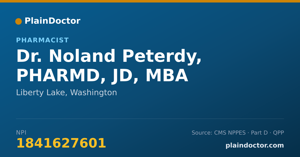 Shareable card for Noland Peterdy, PHARMD, JD, MBA - Pharmacist, Liberty Lake, WA