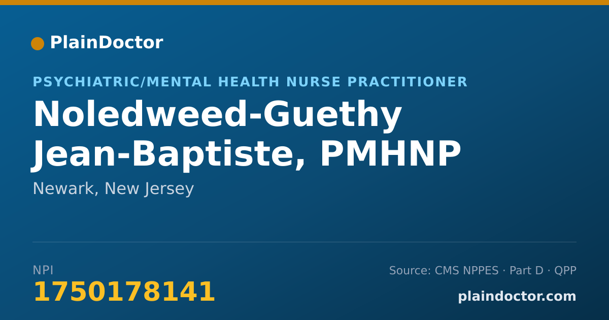 Shareable card for Noledweed-Guethy Jean-Baptiste, PMHNP - Psychiatric/Mental Health Nurse Practitioner, Hillside, NJ