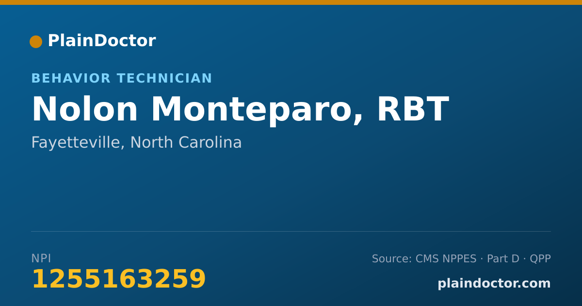 Shareable card for Nolon Monteparo, RBT - Behavior Technician, Fayetteville, NC