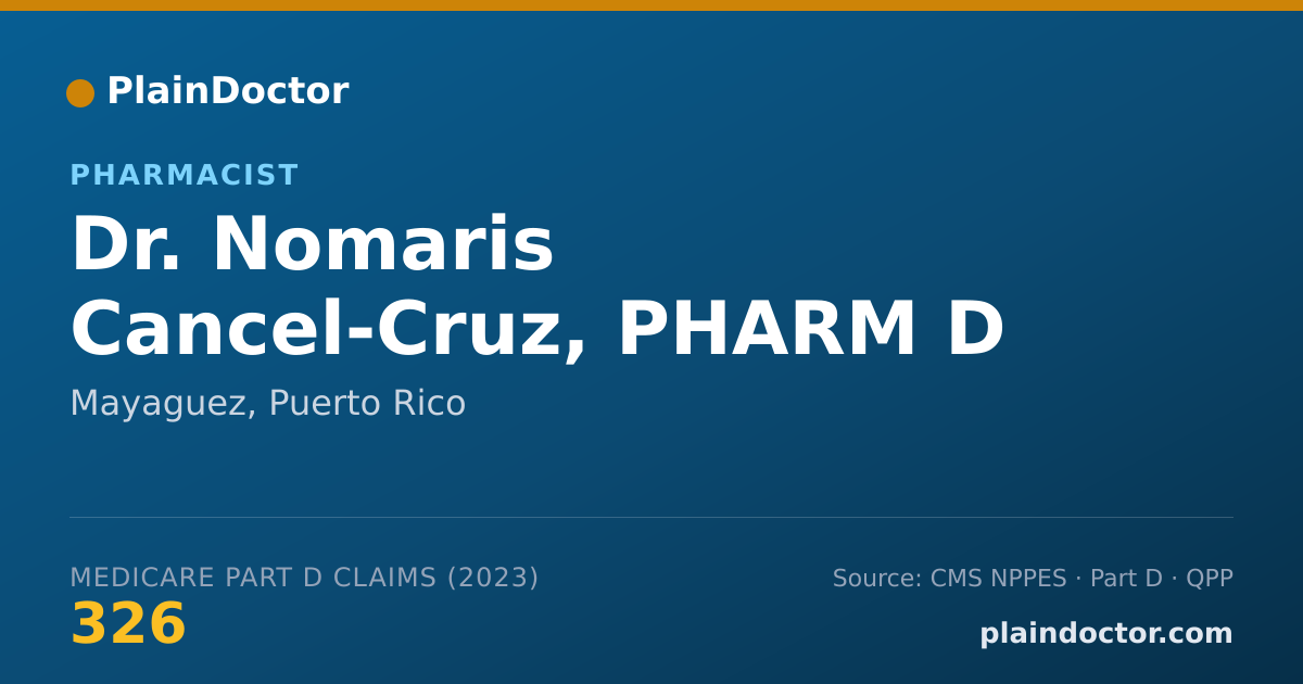 Shareable card for Nomaris Cancel-Cruz, PHARM D - Pharmacist, Mayaguez, PR
