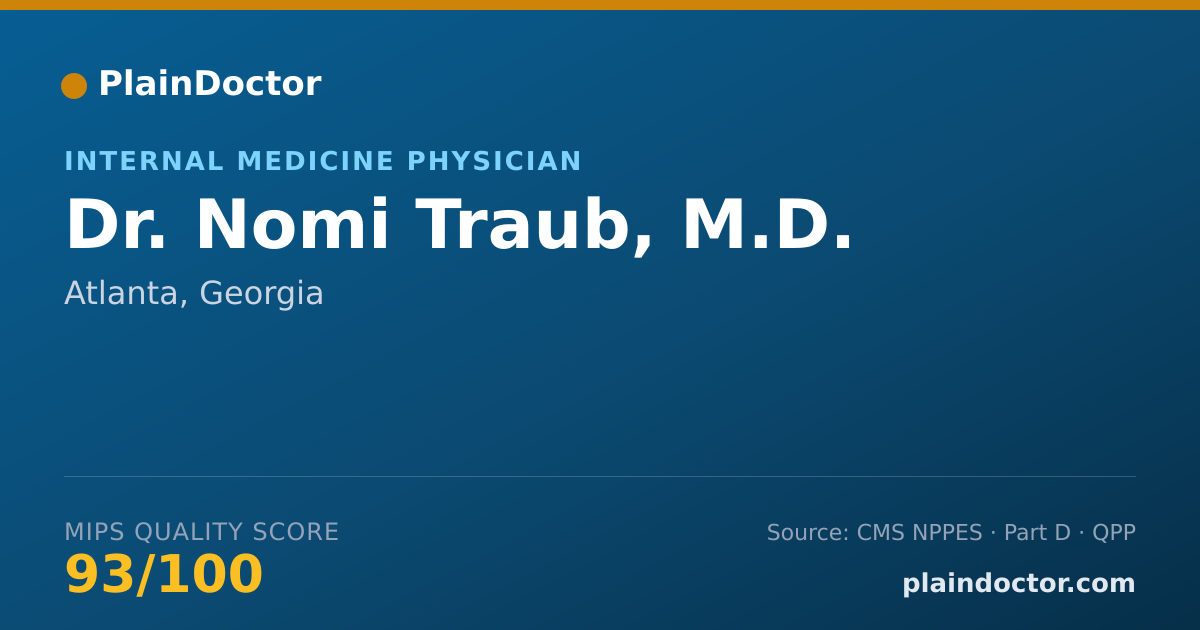 Shareable card for Nomi Traub, M.D. - Internal Medicine Physician, Atlanta, GA