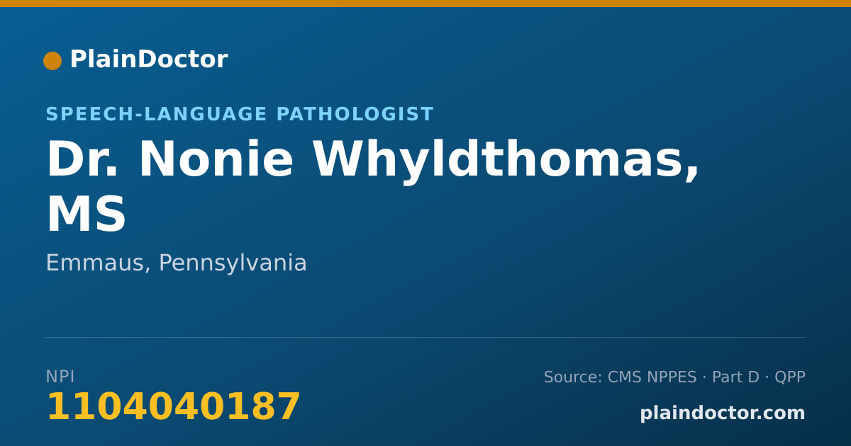 Shareable card for Nonie Whyldthomas, MS - Speech-Language Pathologist, Emmaus, PA