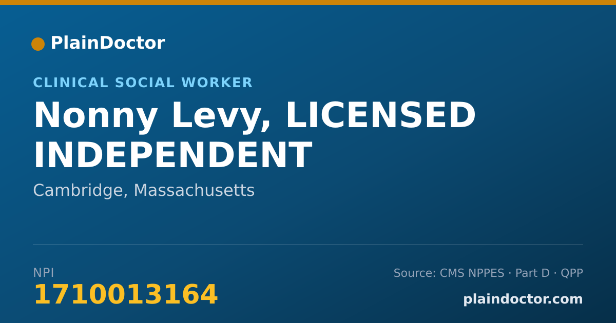 Shareable card for Nonny Levy, LICENSED INDEPENDENT - Clinical Social Worker, Cambridge, MA