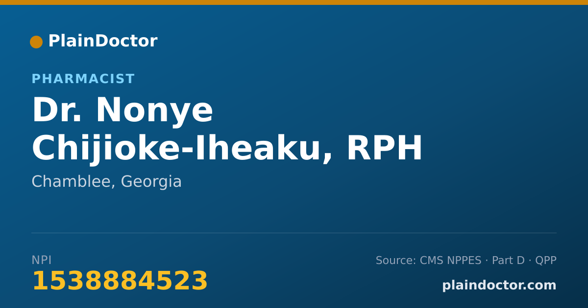 Shareable card for Nonye Chijioke-Iheaku, RPH - Pharmacist, Chamblee, GA