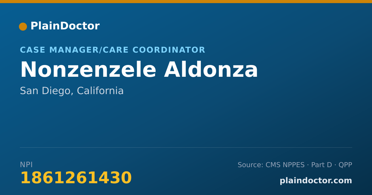 Shareable card for Nonzenzele Aldonza - Case Manager/Care Coordinator, San Diego, CA