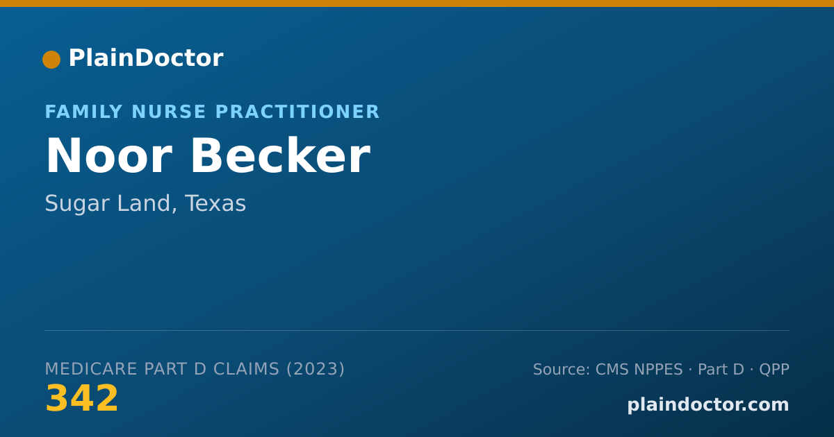 Shareable card for Noor Becker - Family Nurse Practitioner, Sugar Land, TX