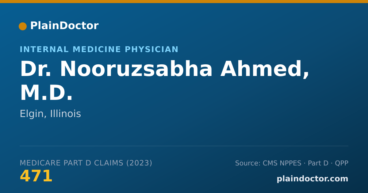 Shareable card for Nooruzsabha Ahmed, M.D. - Internal Medicine Physician, Elgin, IL