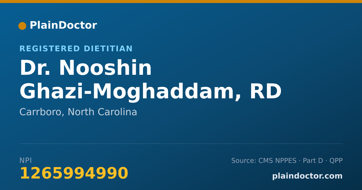 Shareable card for Nooshin Ghazi-Moghaddam, RD - Registered Dietitian, Carrboro, NC