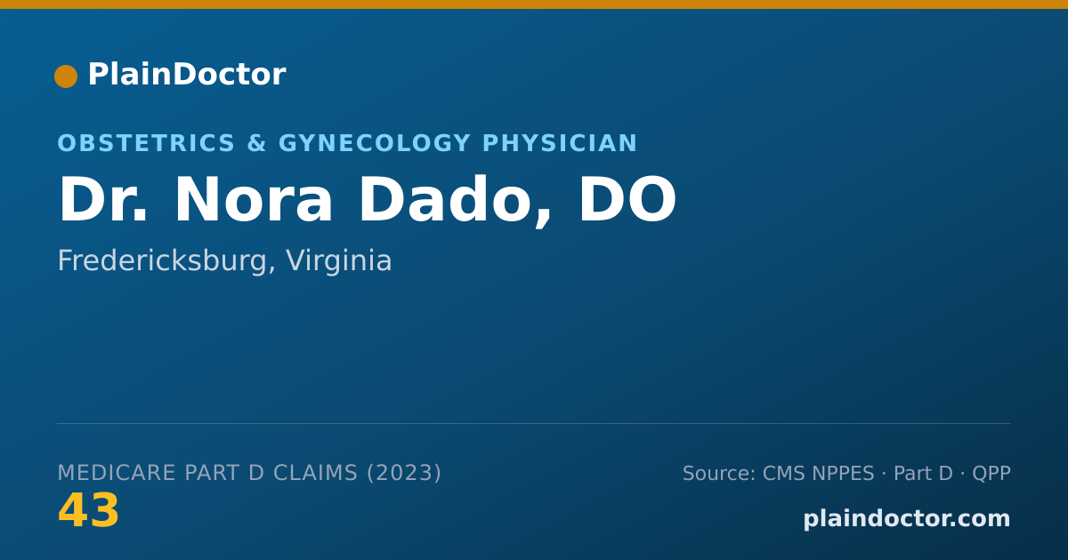 Shareable card for Nora Dado, DO - Obstetrics & Gynecology Physician, Fredericksburg, VA