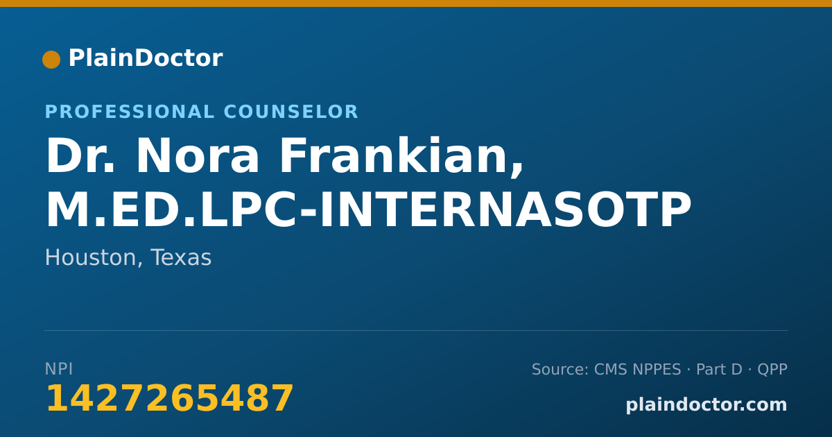 Shareable card for Nora Frankian, M.ED.LPC-INTERNASOTP - Professional Counselor, Houston, TX