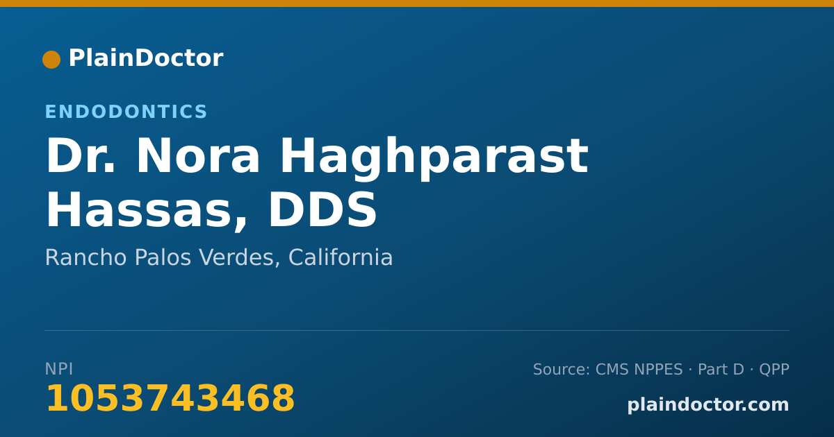 Shareable card for Nora Haghparast Hassas, DDS - Endodontics, Rancho Palos Verdes, CA