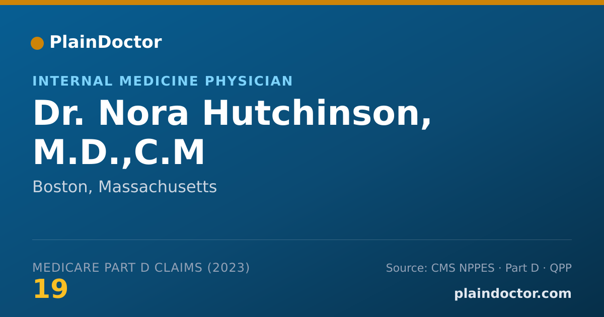 Shareable card for Nora Hutchinson, M.D.,C.M - Internal Medicine Physician, Boston, MA