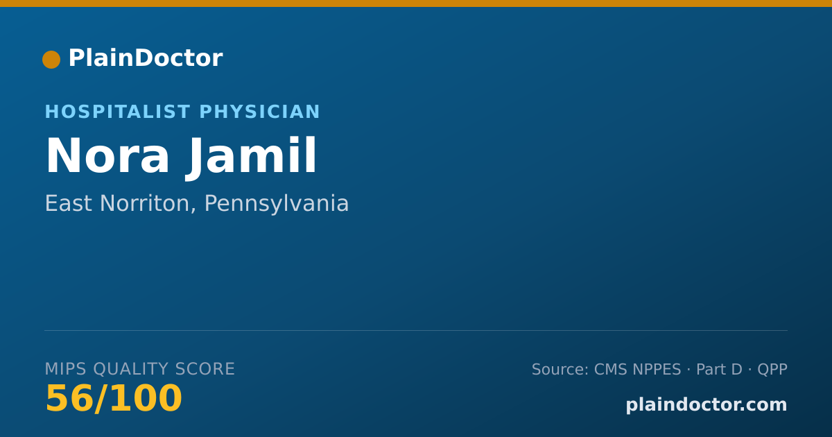Shareable card for Nora Jamil - Internal Medicine Physician, East Norriton, PA