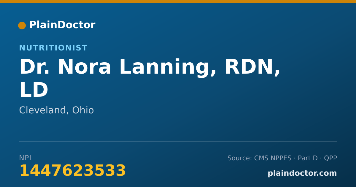 Shareable card for Nora Lanning, RDN, LD - Nutritionist, Cleveland, OH