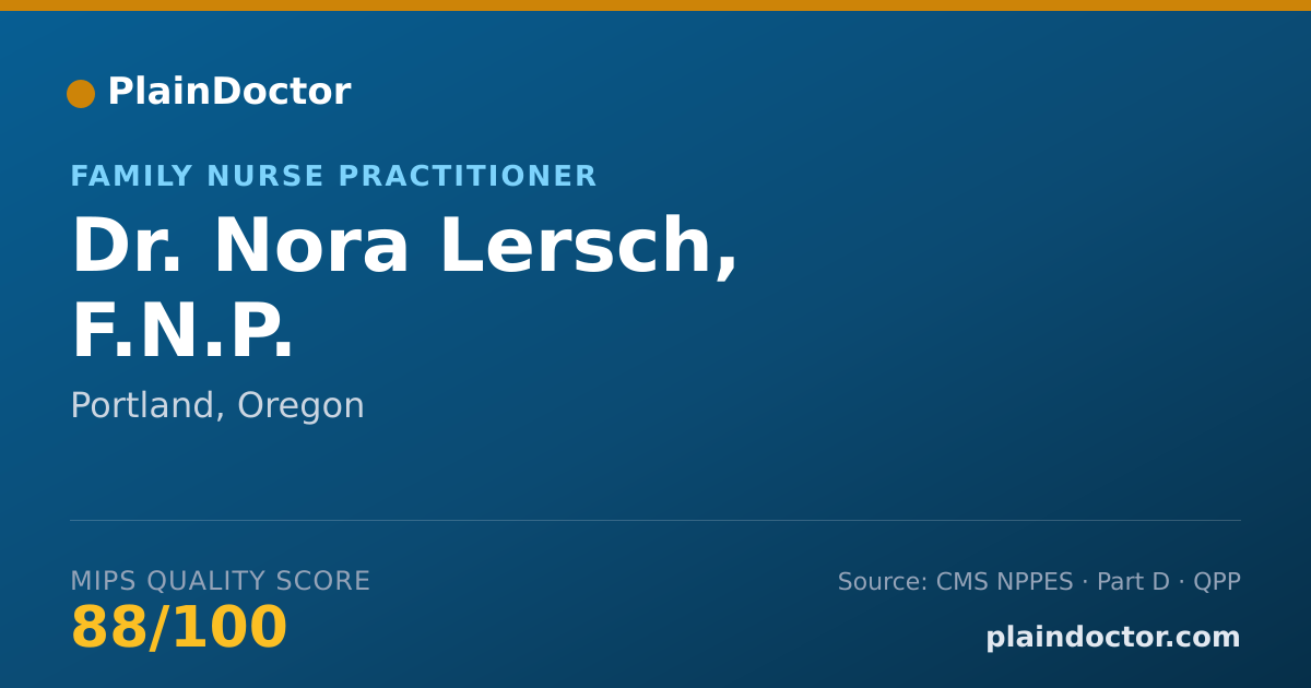 Shareable card for Nora Lersch, F.N.P. - Family Nurse Practitioner, Portland, OR