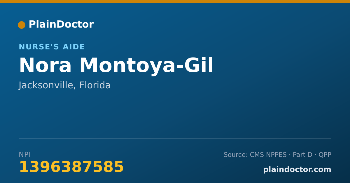 Shareable card for Nora Montoya-Gil - Nurse's Aide, Jacksonville, FL