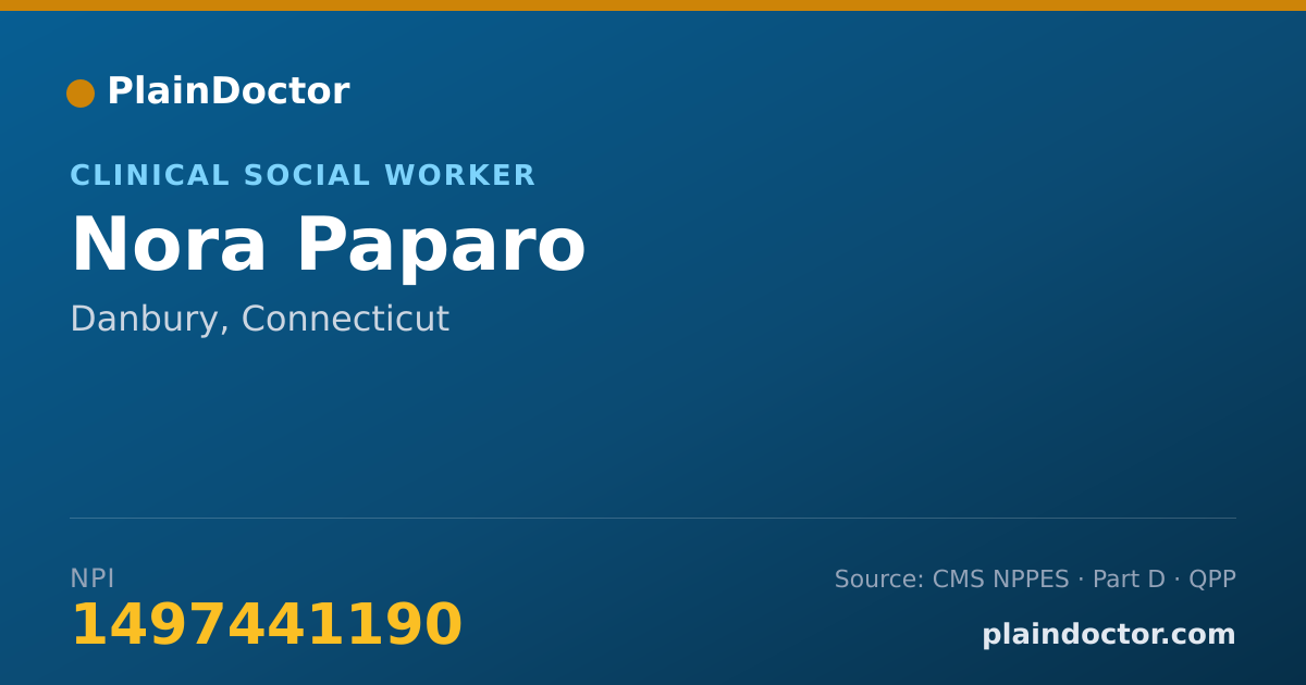 Shareable card for Nora Paparo - Clinical Social Worker, Danbury, CT
