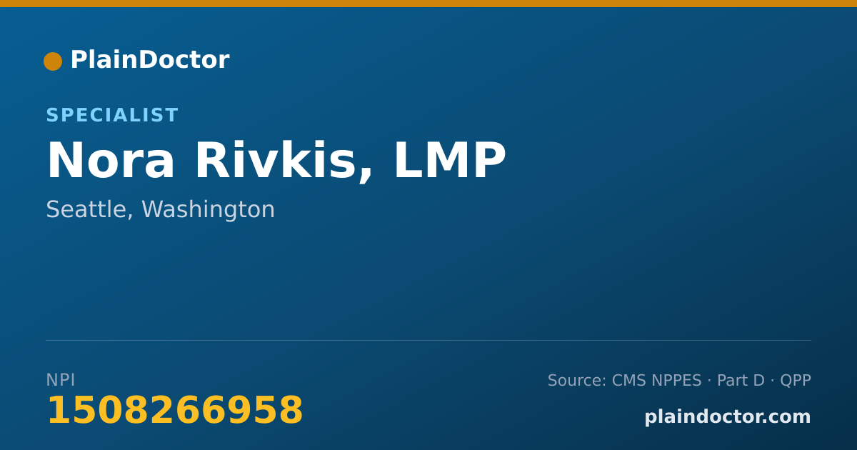 Shareable card for Nora Rivkis, LMP - Specialist, Seattle, WA