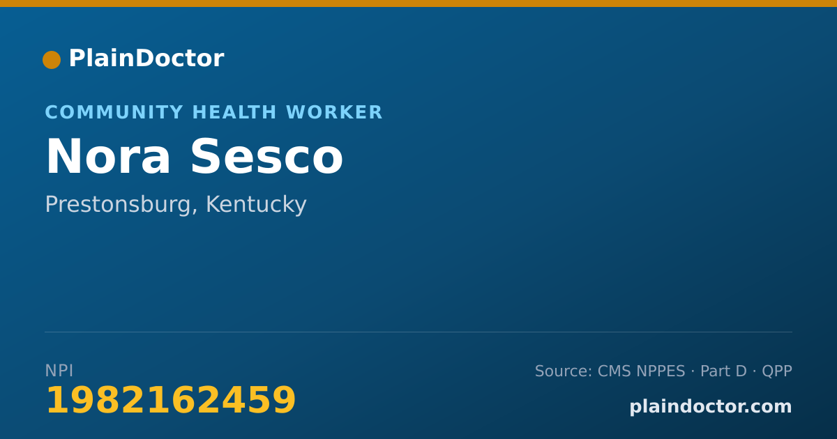 Shareable card for Nora Sesco - Community Health Worker, Prestonsburg, KY