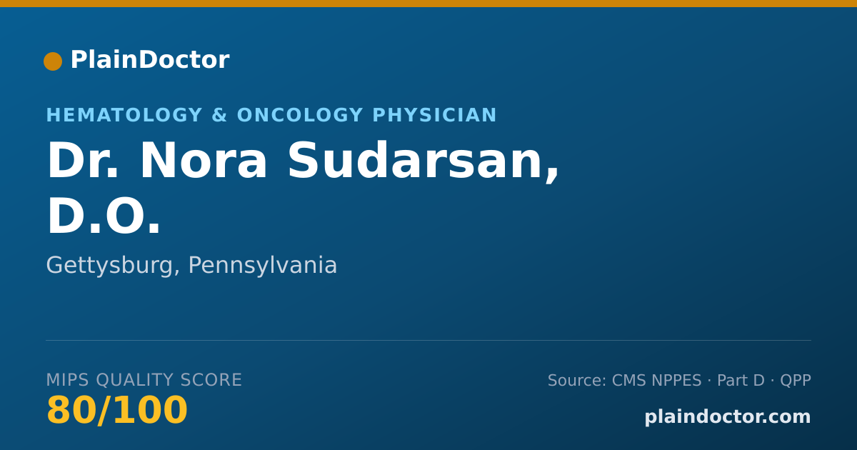 Shareable card for Nora Sudarsan, D.O. - Hematology & Oncology Physician, Gettysburg, PA