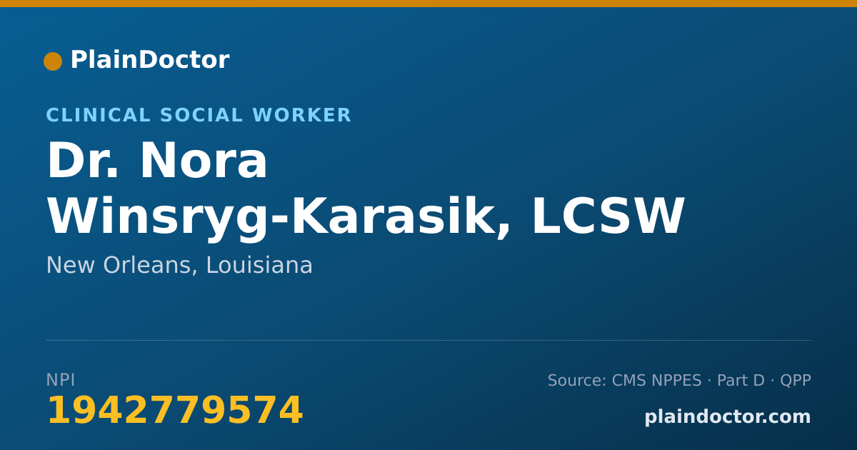 Shareable card for Nora Winsryg-Karasik, LCSW - Clinical Social Worker, New Orleans, LA