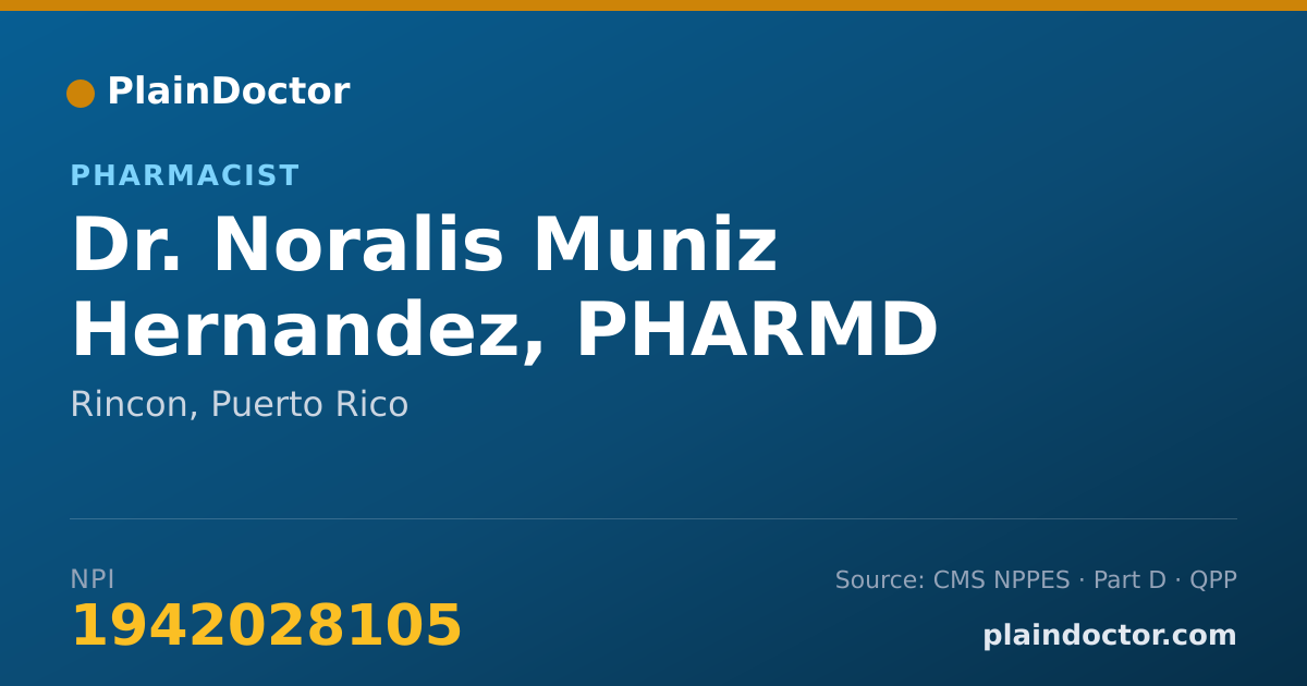 Shareable card for Noralis Muniz Hernandez, PHARMD - Pharmacist, Rincon, PR