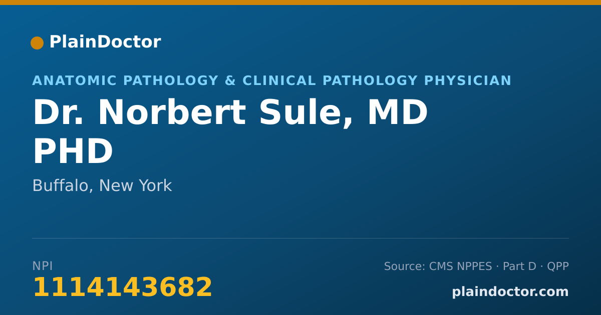 Shareable card for Norbert Sule, MD PHD - Anatomic Pathology & Clinical Pathology Physician, Buffalo, NY