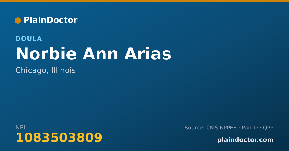 Shareable card for Norbie Ann Arias - Doula, Chicago, IL