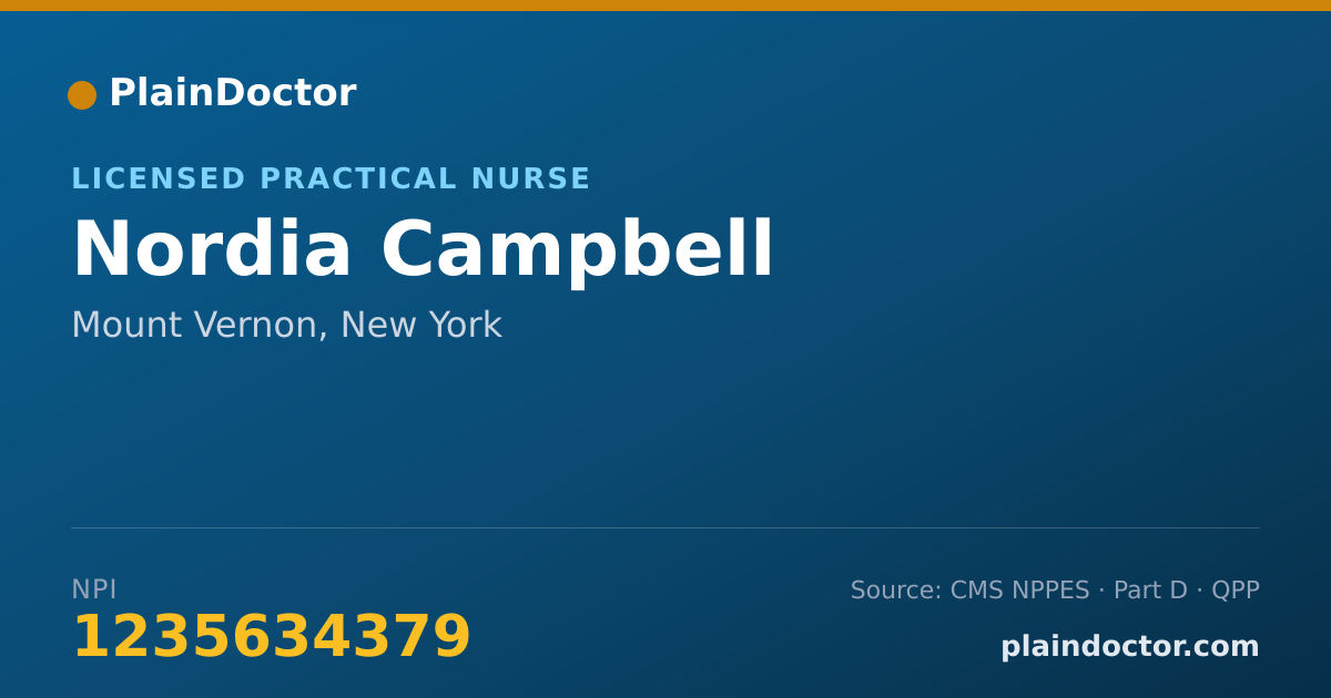 Shareable card for Nordia Campbell - Licensed Practical Nurse, Mount Vernon, NY