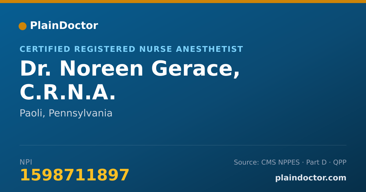 Shareable card for Noreen Gerace, C.R.N.A. - Certified Registered Nurse Anesthetist, Paoli, PA