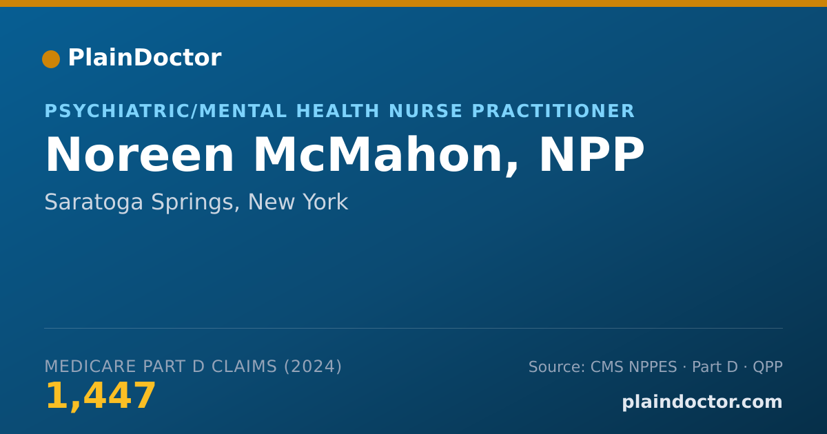 Shareable card for Noreen McMahon, NPP - Psychiatric/Mental Health Nurse Practitioner, Saratoga Springs, NY