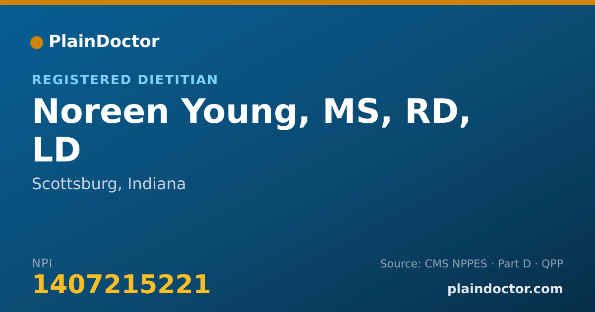 Shareable card for Noreen Young, MS, RD, LD - Registered Dietitian, Scottsburg, IN