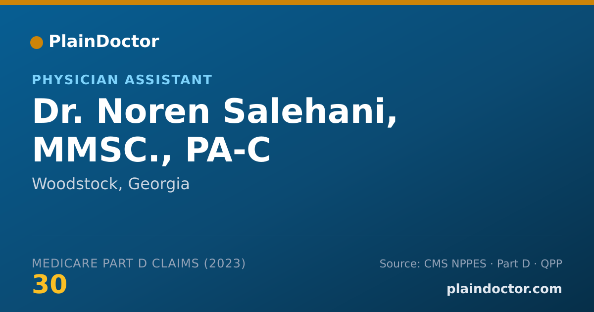 Shareable card for Noren Salehani, MMSC., PA-C - Physician Assistant, Woodstock, GA