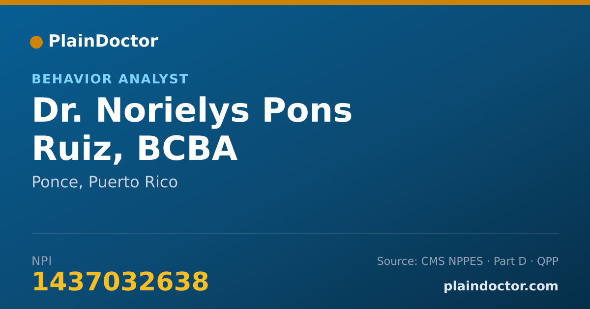 Shareable card for Norielys Pons Ruiz, BCBA - Behavior Analyst, Ponce, PR