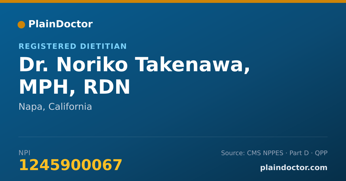 Shareable card for Noriko Takenawa, MPH, RDN - Registered Dietitian, Napa, CA
