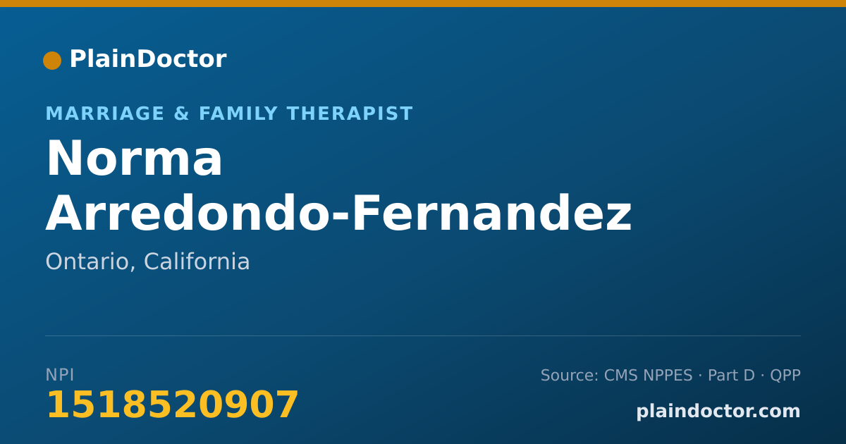 Shareable card for Norma Arredondo-Fernandez - Marriage & Family Therapist, Ontario, CA
