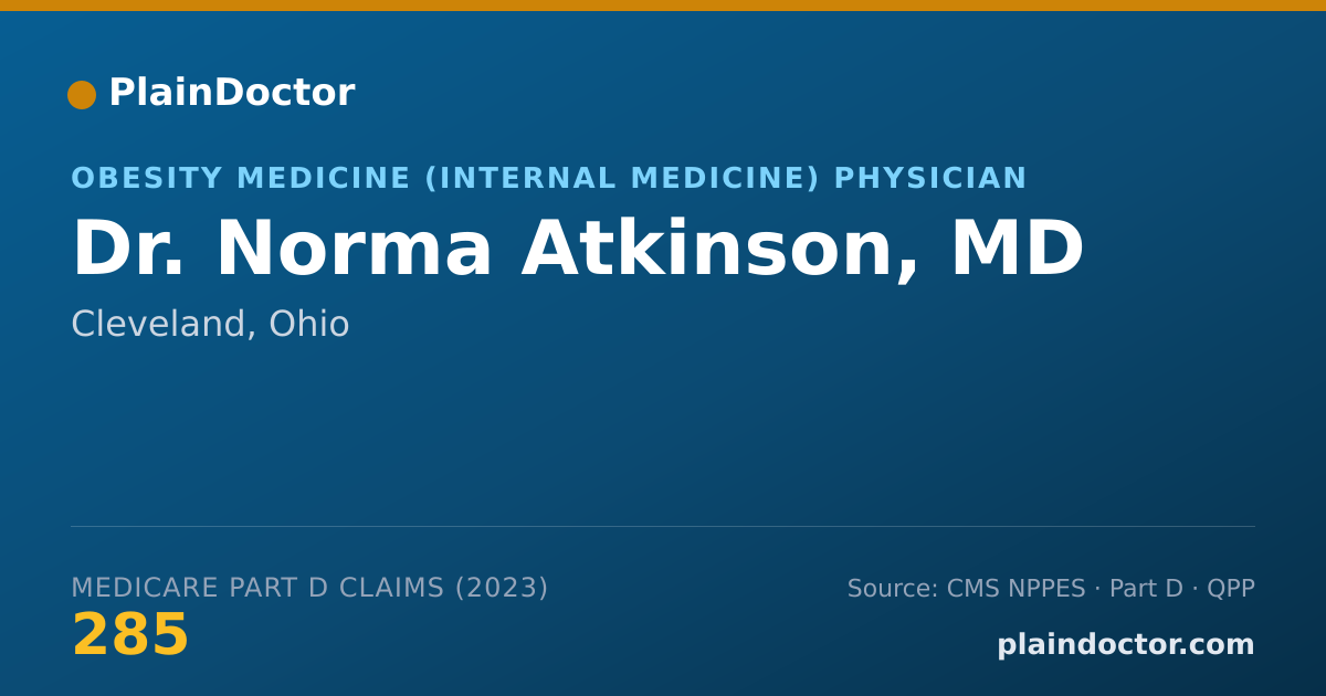 Shareable card for Norma Atkinson, MD - Obesity Medicine (Internal Medicine) Physician, Cleveland, OH