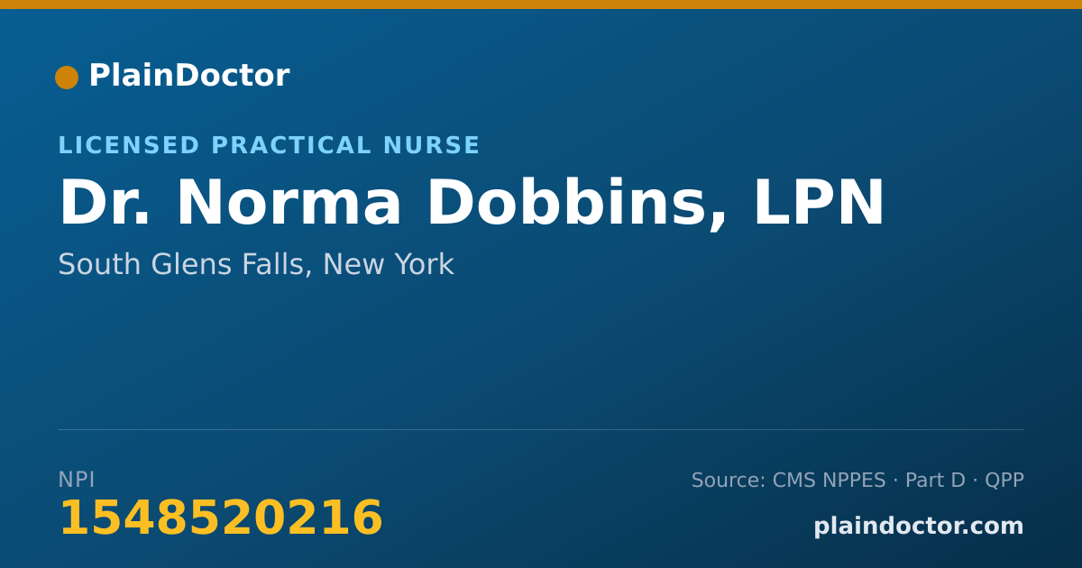 Shareable card for Norma Dobbins, LPN - Licensed Practical Nurse, South Glens Falls, NY