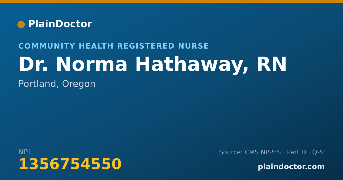 Shareable card for Norma Hathaway, RN - Community Health Registered Nurse, Portland, OR