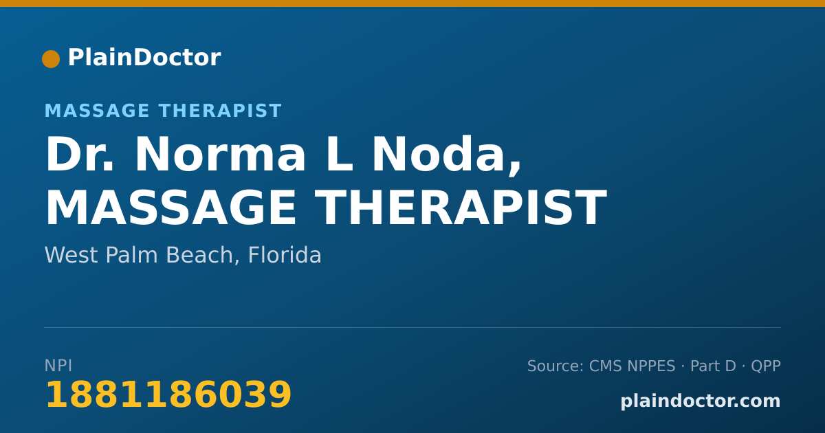 Shareable card for Norma L Noda, MASSAGE THERAPIST - Massage Therapist, West Palm Beach, FL