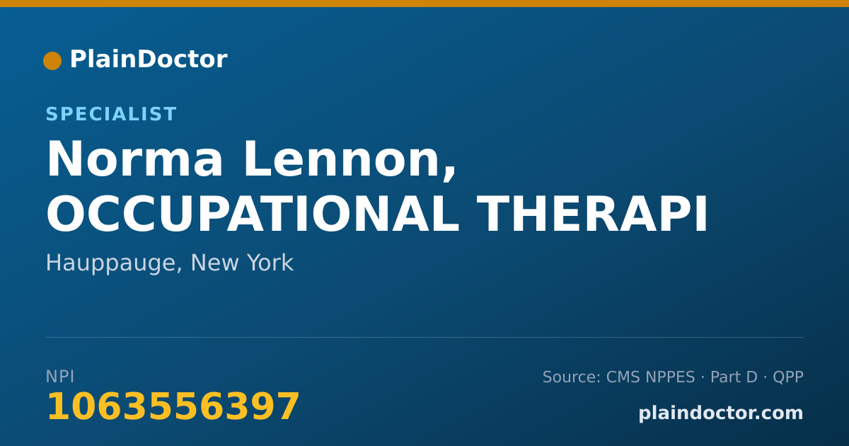 Shareable card for Norma Lennon, OCCUPATIONAL THERAPI - Specialist, Hauppauge, NY