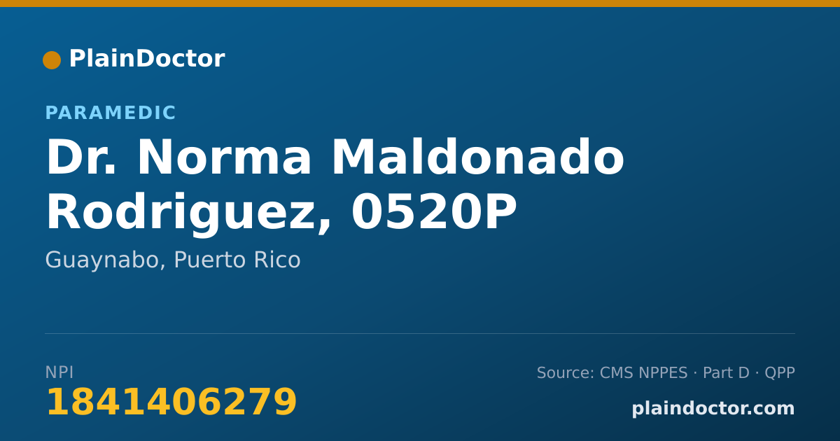 Shareable card for Norma Maldonado Rodriguez, 0520P - Paramedic, Guaynabo, PR