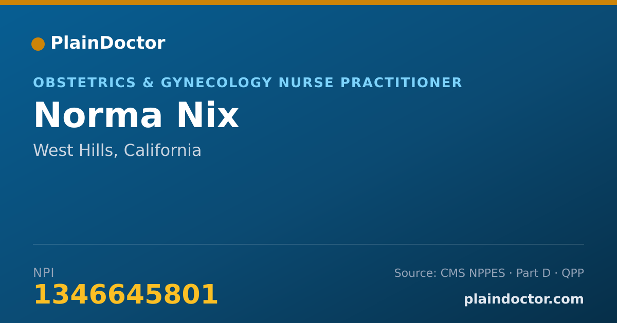 Shareable card for Norma Nix - Obstetrics & Gynecology Nurse Practitioner, West Hills, CA