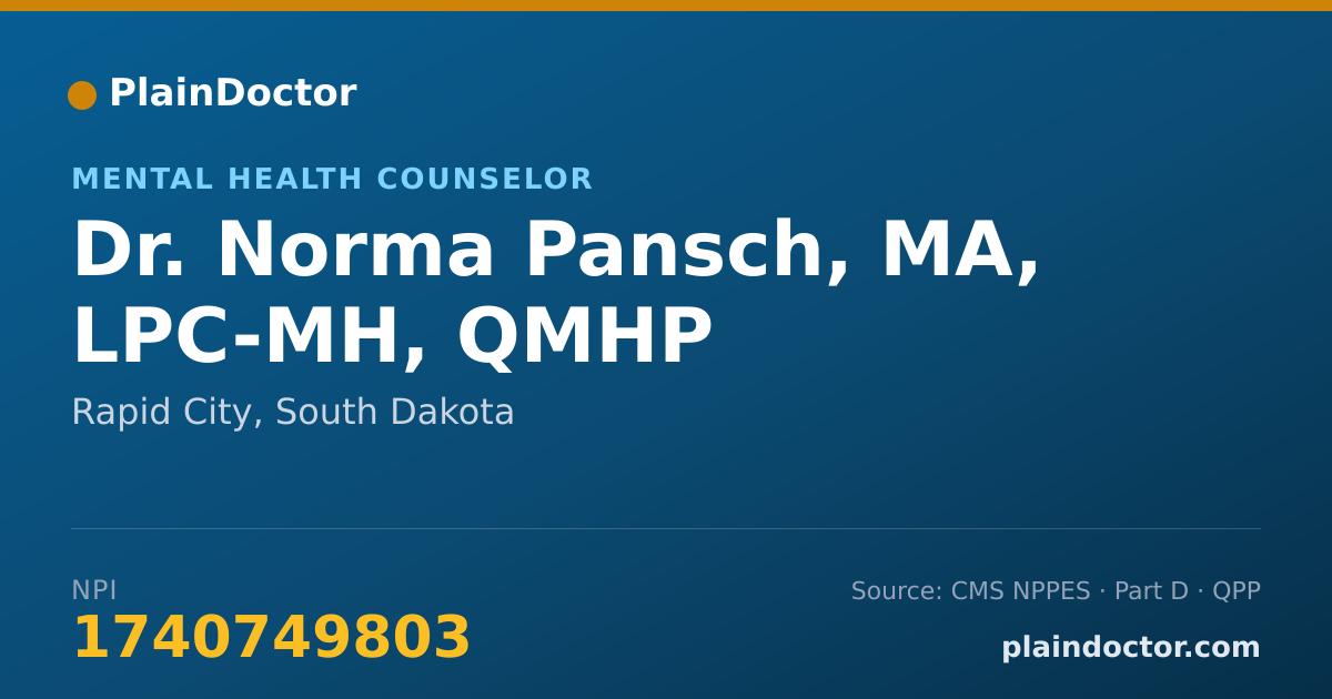 Shareable card for Norma Pansch, MA, LPC-MH, QMHP - Mental Health Counselor, Rapid City, SD