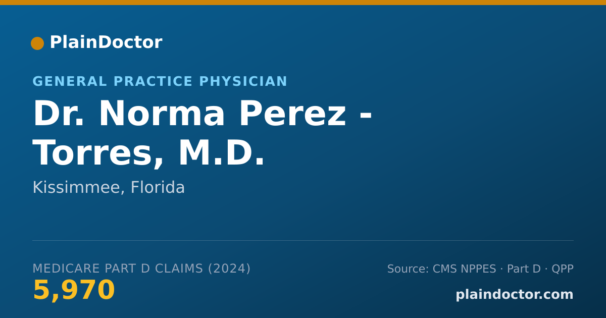 Shareable card for Norma Perez - Torres, M.D. - General Practice Physician, Kissimmee, FL