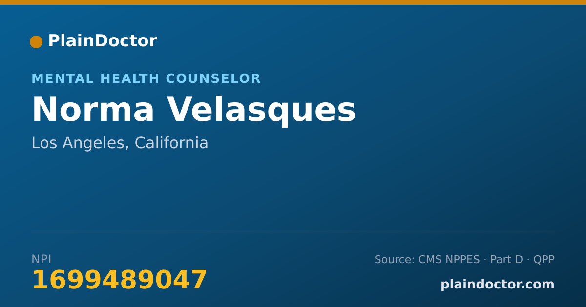 Shareable card for Norma Velasques - Mental Health Counselor, Los Angeles, CA