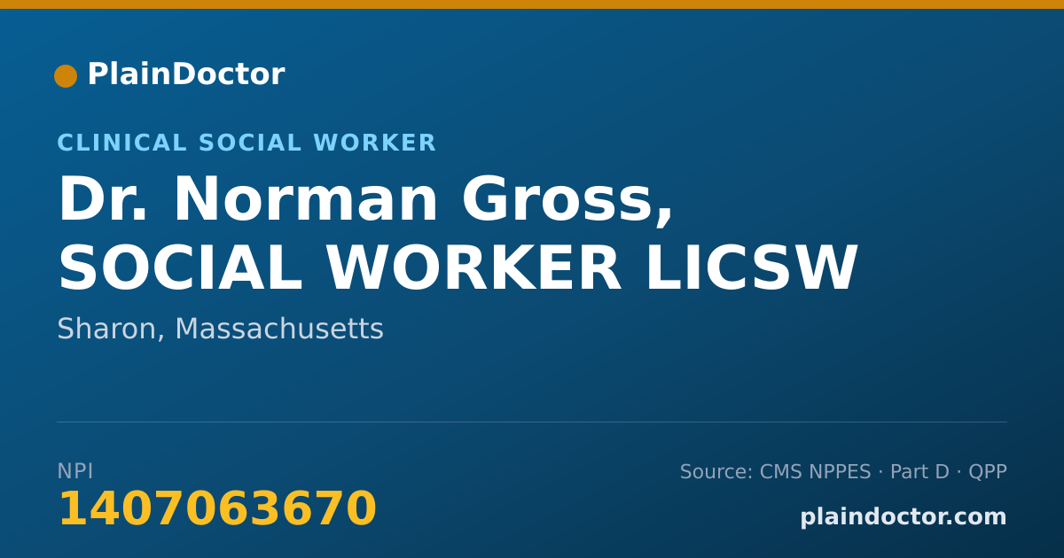 Shareable card for Norman Gross, SOCIAL WORKER LICSW - Clinical Social Worker, Sharon, MA
