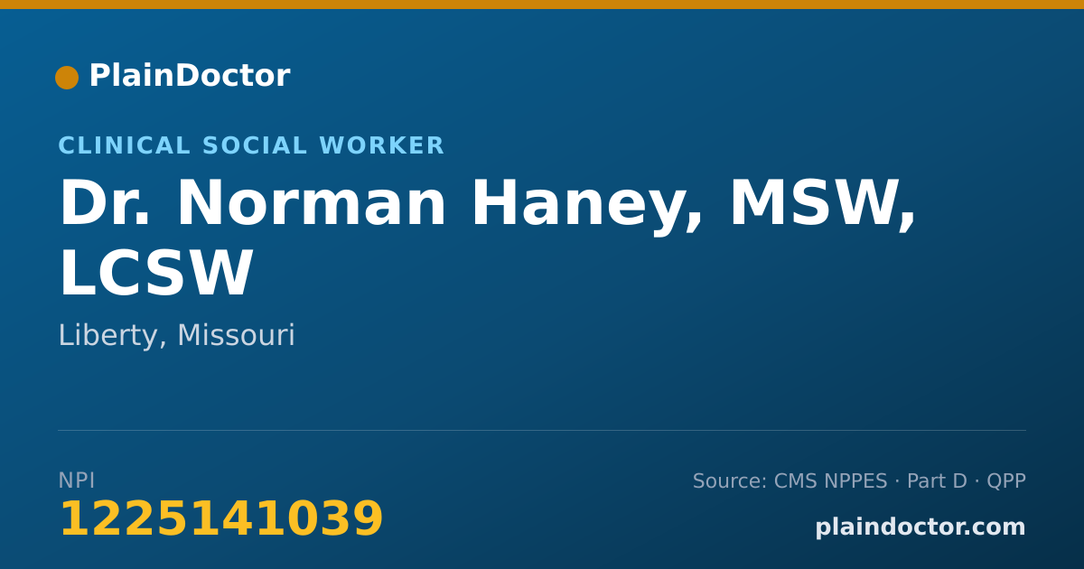 Shareable card for Norman Haney, MSW, LCSW - Clinical Social Worker, Liberty, MO