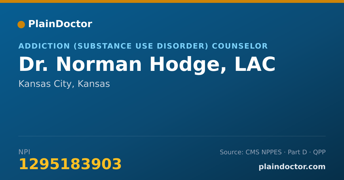 Shareable card for Norman Hodge, LAC - Addiction (Substance Use Disorder) Counselor, Kansas City, KS